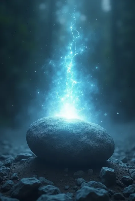 The moment Ram touches the stone: a bright light bursts forth, and the stone begins to transform into a glowing divine entity, with rays of light streaming outward."**