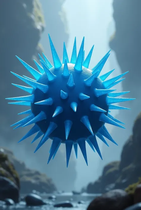 A blue ball with blue spikes