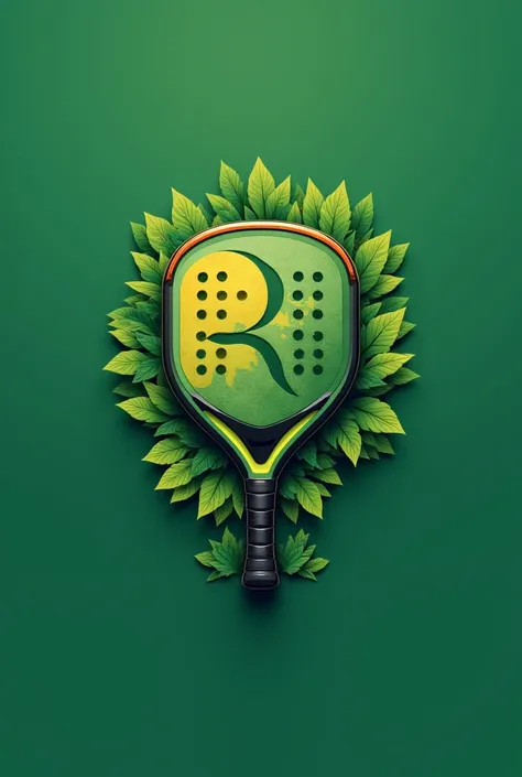 A padel court logo with green and gold