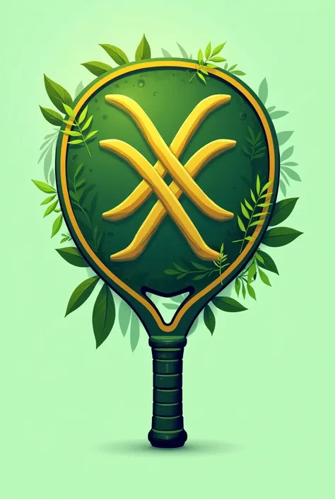 A padel court logo with green and gold