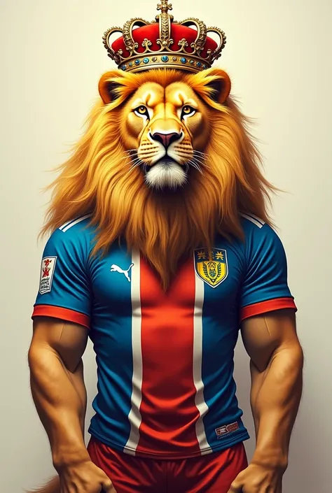 Lion with king&#39;s crown with Peñarol Uruguay shirt
