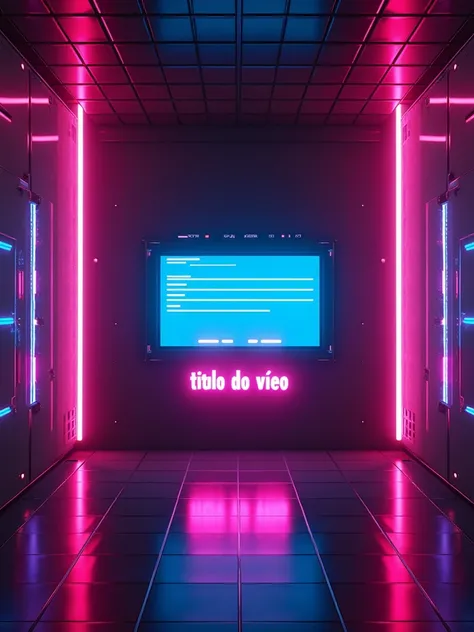 A modern cover design featuring a central form screen for generating YouTube video titles, with a video player displayed beneath it. The player prominently displays the words "TÍTULO DO VÍDEO" in bold, neon lettering. The design is set in a cyberpunk-inspi...