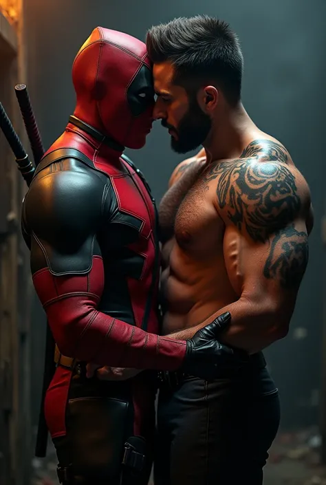 Deadpool having sex with Wolverine 
