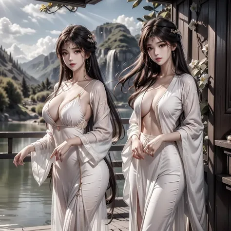 realistic,masterpiece,best quality,official art,extremely detailed CG unity 8k wallpaper,realistic,light rays,light particles,1girl,solo,chinese_clothes,jewelry,earrings,brown_eyes,realistic,lips,long_hair,black_hair,looking_at_viewer,waistband,black pants...