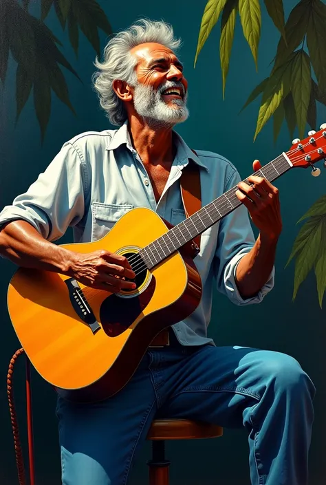 A Creole man in his 50&#39;s with his guitar

