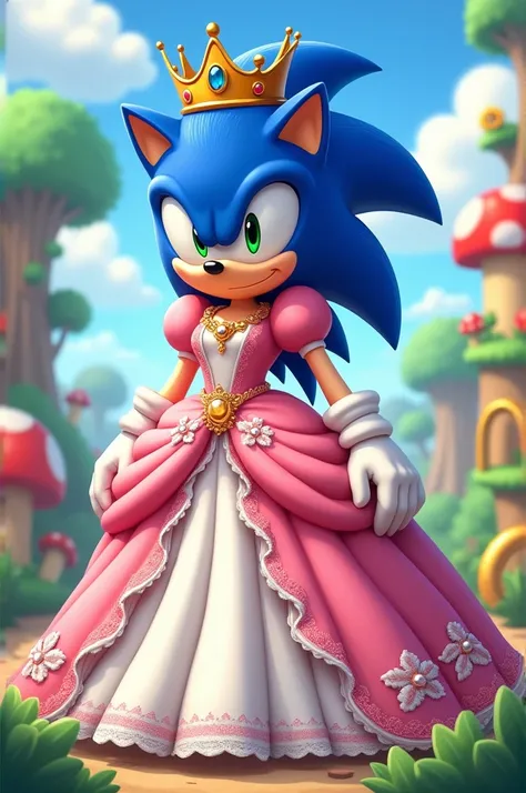 Dessîne mois  sonic  dans la  robe de princesse peach 