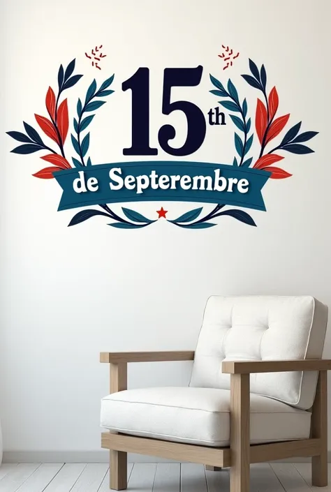 I want a decoration at a wall that is said 15 de septiembre in the middle and decoration on the sides color blue and white
