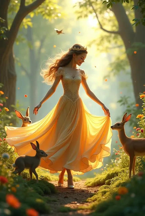 princess dancing with forest animals