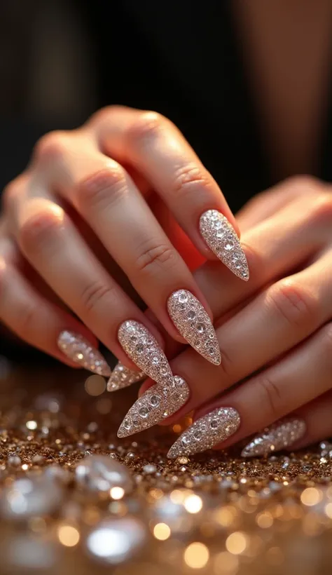 Nails with diamonds inspired by luxury