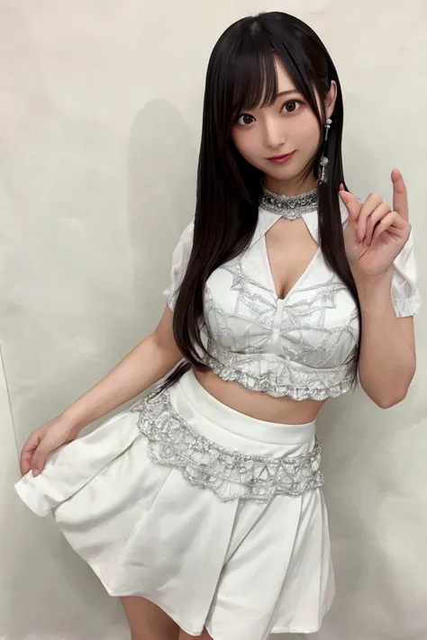 Gravure idol pose　Hotel　high resolution　Not too small bust　Skirts should be shortened　Beautiful legs　Beautiful Hair　Height: 158cm