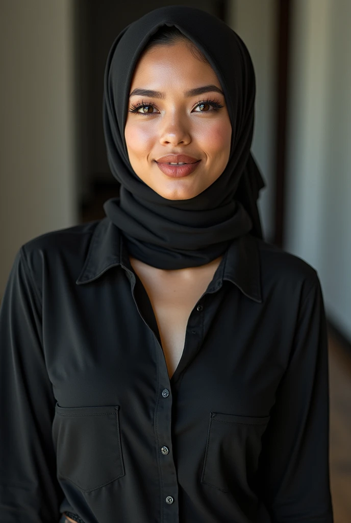 MIRA FILZAH wearing a tight shirt with a big chest and hijab getting a blowjob