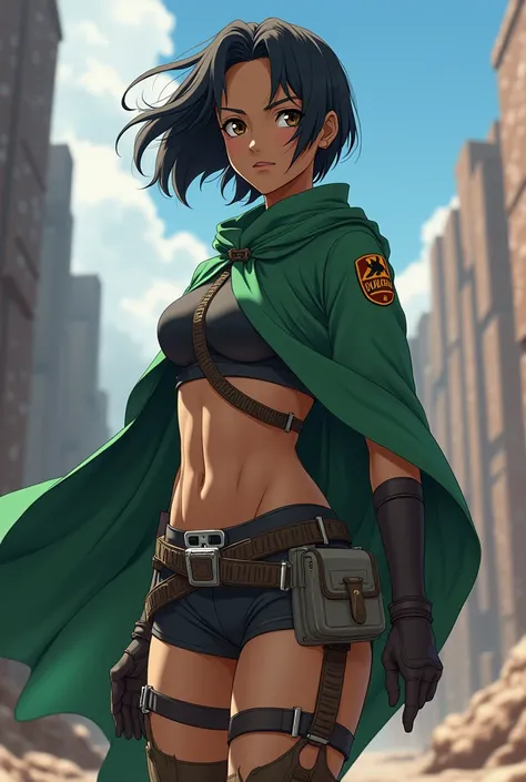 Create an image of an ideal woman for Levi Ackerman from &#39;Shingeki no Kyojin&#39;, taking into account their physical characteristics and personality. Women should be athletic, active and independent, like Levi. Your height should be approximately 1,60...