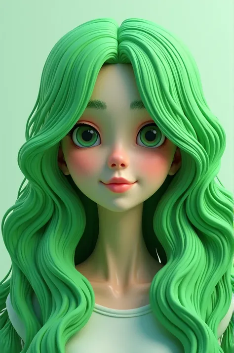 3d green hair female character