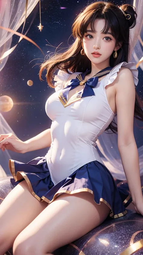 sailor moon cosmos, large breasts, sailor dress