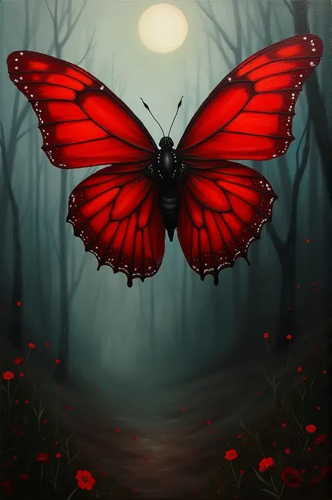 Painting of a blood-red butterfly