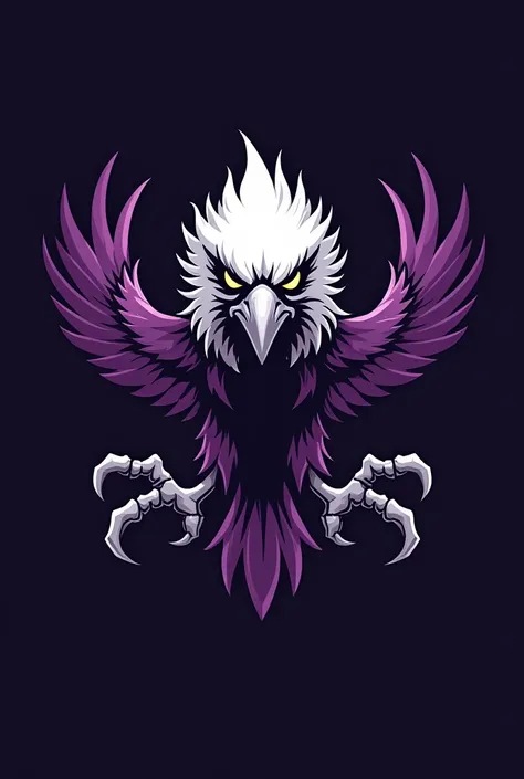 Create a simple logo that instills fear and morale in your opponents, for my volleyball team, called SQUADRON, using the colors purple and white