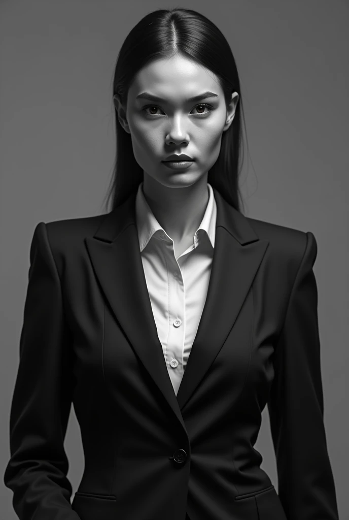  Chat create a post of a realistic black and white model in a suit that shows your empowerment 