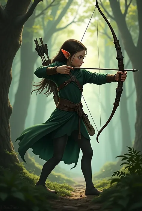 A ninja archer elf, de 1,50, with a pocket knife