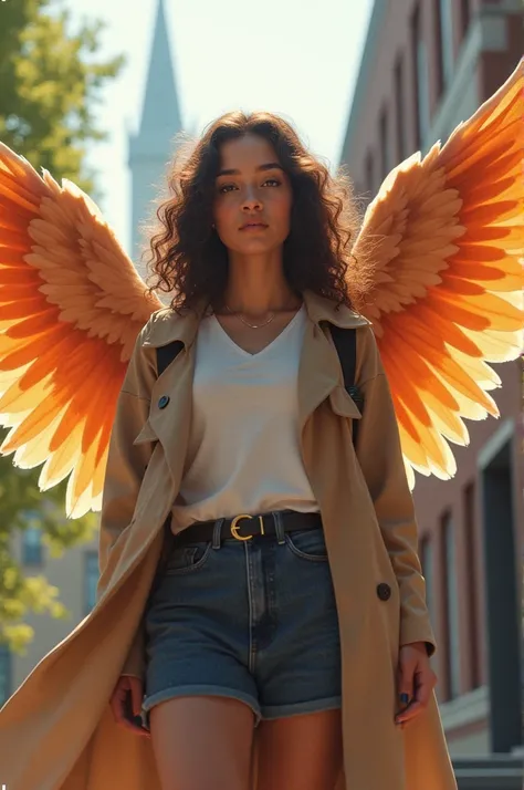 College girl with wings and superpowers without sexualizing