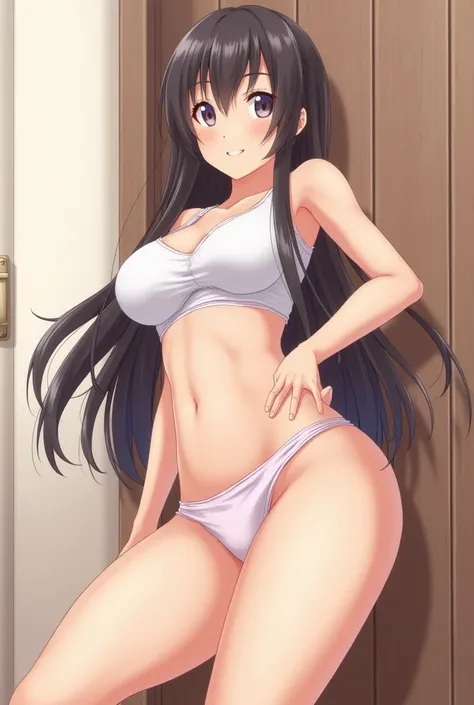 Anime girl showing her vagina without underwear 