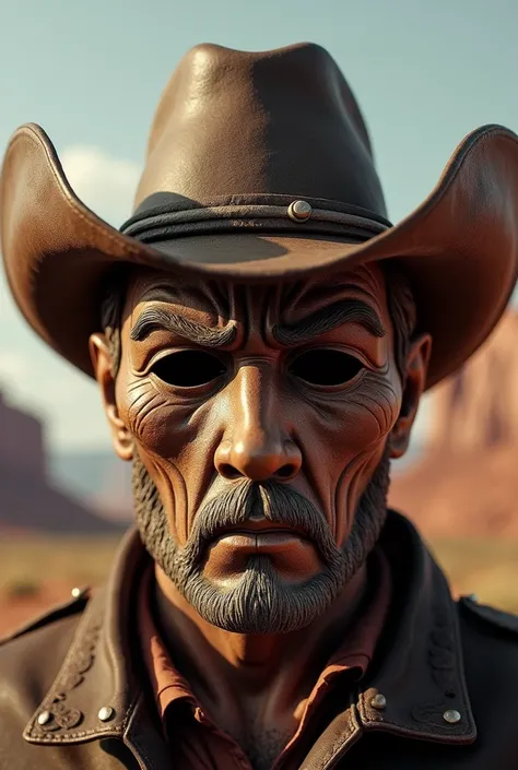 Create a theater mask using a cowboy hat