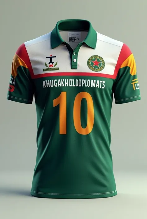 A cricket shirt by the name of khugakhelDiplomats and the no 10