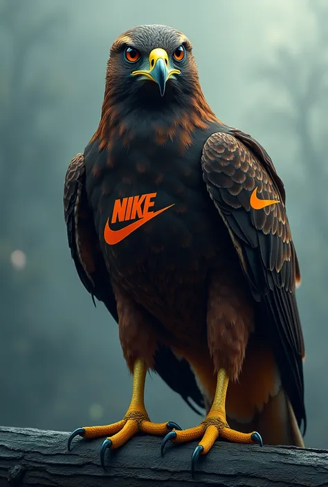 Hawk with small Nike logos all over its body