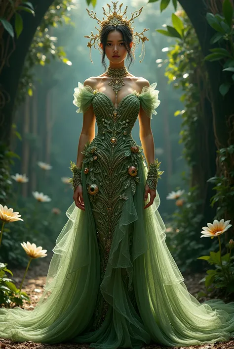 Create a Met Gala Themed Outfit "the garden of time" I want something really flashy