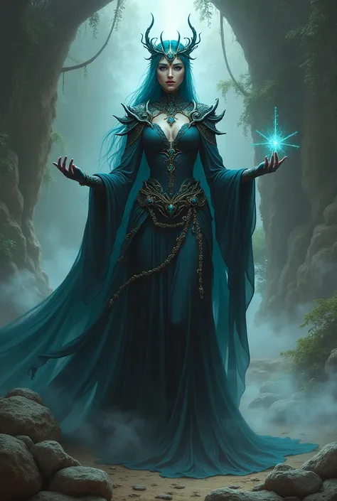 Goddess of the Twin Lands of Geminara, guardian of words and secrets. With its power of duplicity, she guides travelers through riddles and difficult choices. And the author goddess at his right side, dark and tenebrous, dressed in blood