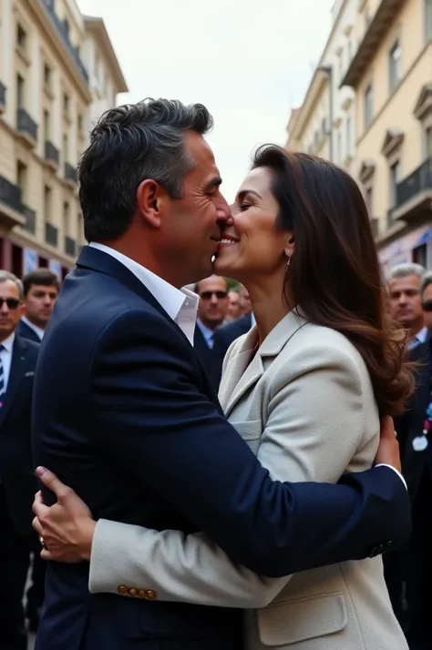 Alvaro Delgado and Valeria Ripoll are candidates for the presidency of Uruguay,kissing on the mouth