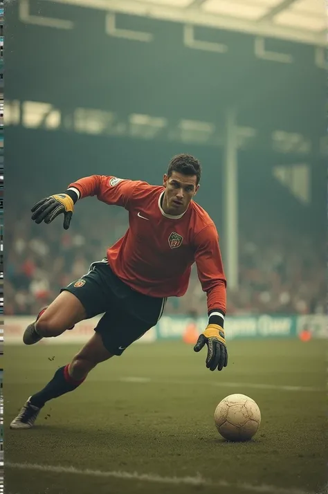 Retro photo of a football goalkeeper