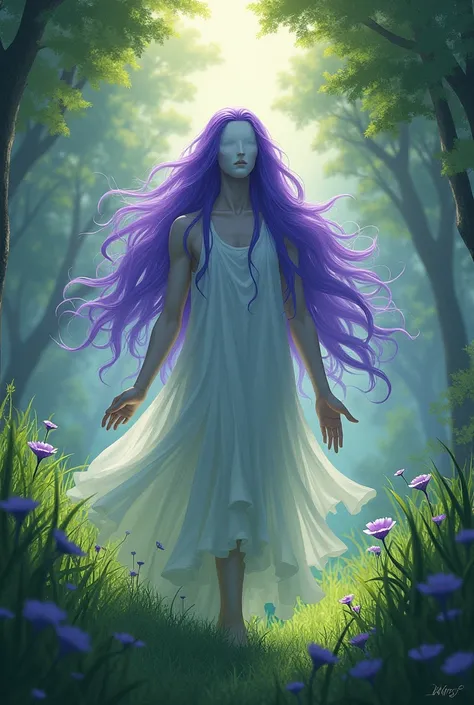 Libralis God of the Meadows, supreme judge of justice and harmony.
He weighs the souls and decisions of mortals, always looking for the perfect balance. cabelo roxo. No mouth and no eyes