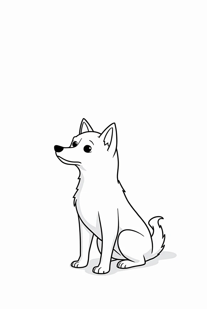 Dog in the forest black and white style coloring page without shading