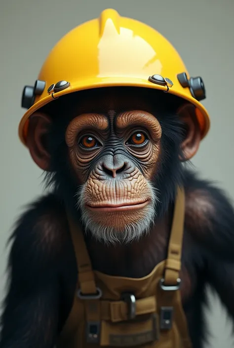 Chimpanzee with an engineer&#39;s helmet