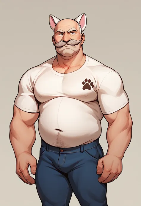 score_5_up,score_6_up,score_7_up,
1boy, solo, muscular male, pants, shirt, long mustache, belly,bald, old, paw_print, fake_anima...