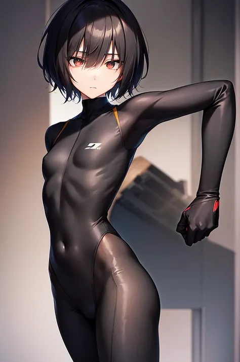 masterpiece, best quality,anime style, 1 girl,(((slender body))), (((small eyes))),(((athlete suit))), (beautiful face), (((short hair))), (((straight hair))), ((((black hair)))),detailed beautiful skin, (perfect hands, perfect anatomy),scream