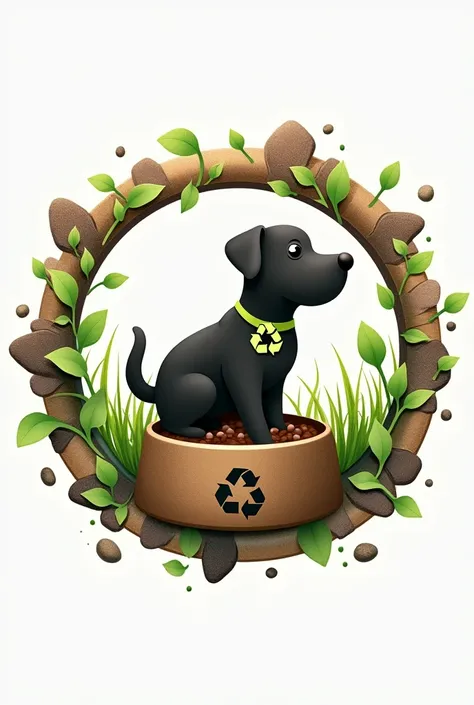 Logo :Imagine a circular dog bowl, with a border made of recycled materials represented by different textures (plastic, card, etc.).
Inside the plate, You can display a silhouette of a happy dog with a recycling footprint on its collar.
Around the plate, A...