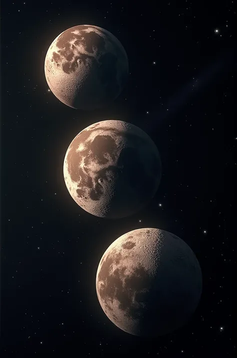 Three moons about to collide