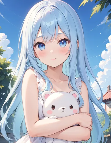 solo,, masterpiece, best quality, extremely detailed, (illustration, official art:1.1), 1 girl ,(((( light blue long hair)))), ,...