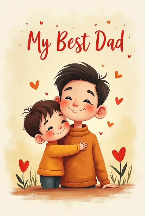 Generate cover for song "My best dad" in the style of children&#39;s drawing. The mood is gentle, sentimental and touching