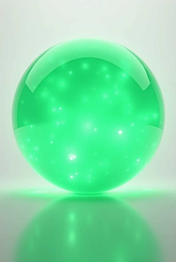 Realistic ball of green light
 white background 
