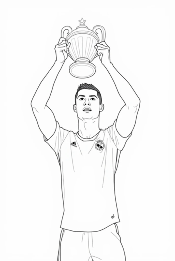 Cristiano Ronaldo coloring page with the Champions Cup in his hands 