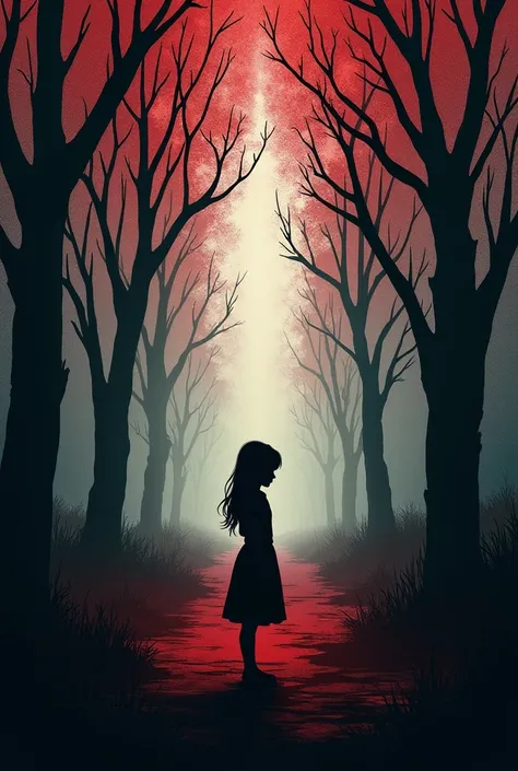 Make the same cover for the book The Book Thief, but its background is black, the trees and the are red and the writing is white
