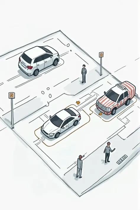 Low-fidelity prototype for an automated parking system, Example in graphic or drawing