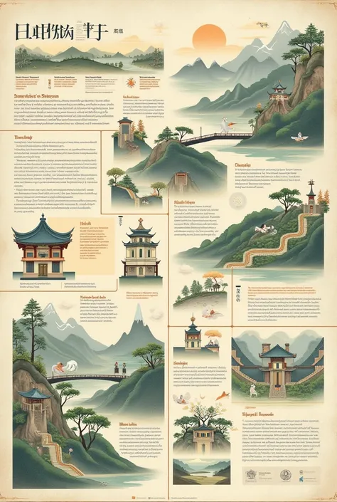 Could you create me an image that looks like a diagram that contains all these concepts Landscape, landscape culture, contemplation, landscape history, pictorial representation, gardens, classical culture, china, Japan, ethnocentrism.
