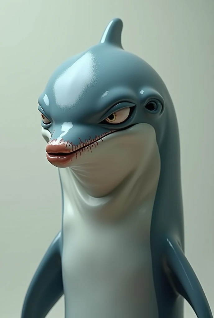 A dolphin with a perverted face 