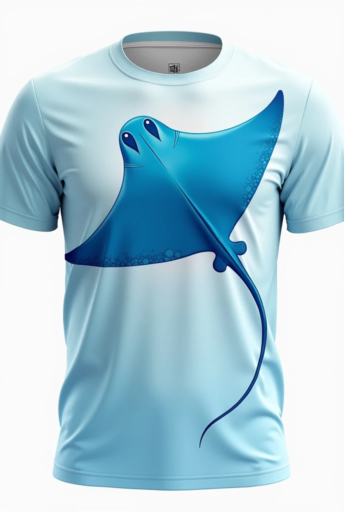 Interclass shirt with an aqua blue stingray in the middle 