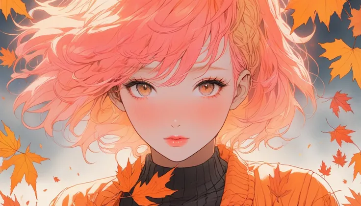 Illustrator, anime , Realistic ,sketch ,１, delicate,lip, T-Shirts,order,Textured Trim, (masterpiece,Highest quality,High resolution, Super detailed) ,Neon Hair,Canadian, (masterpiece,Highest quality) Cancer,autumn,