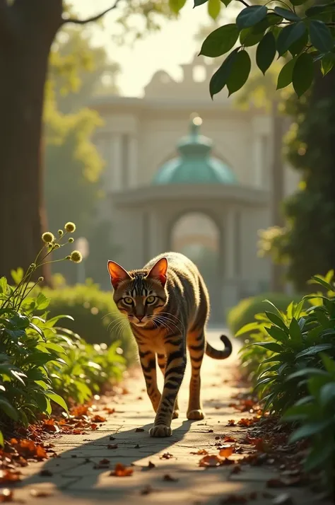 Cat walking through Alameda Central Mexico