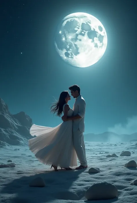 On moon a couple dancing face indian